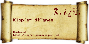 Klopfer Ágnes névjegykártya