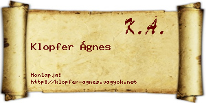Klopfer Ágnes névjegykártya